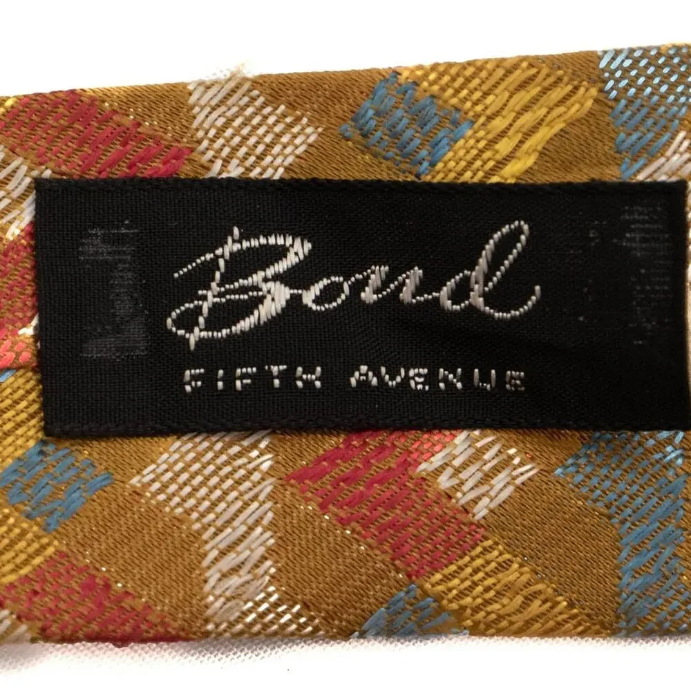 Vintage Bond Gold Orange Geometric Pattern 60's 70's Necktie Neck Tie